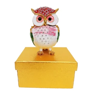 Scultura-Cofanetto Gufo rosa 7x10.5 cm - B&B