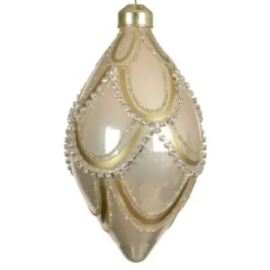 Addobbo in Vetro champagne con Strass 6x12 cm - Kaemingk - immagine 1