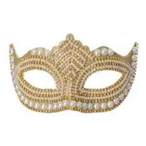 Decoro Maschera con Perline oro 17x13 cm - Kaemingk