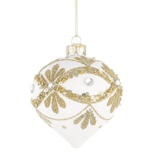 Addobbo Garish in Vetro bianco/oro 3 modelli - Bizzotto - immagine 4