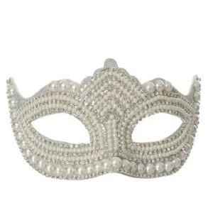 Decoro Maschera con Perline argento 17x13 cm - Kaemingk