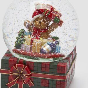 Carillon Sfera di Neve Pacco Regalo con Orso 20x15 cm - EDG