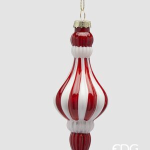 Addobbo Fuso a righe rosso/bianco h.14 cm - EDG