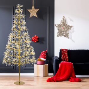Albero Conico Ricco RICH Champagne H180cm 1800 MicroLED FlashLED con Ciuffi di Led 5m+ø80xH180cm - Lotti