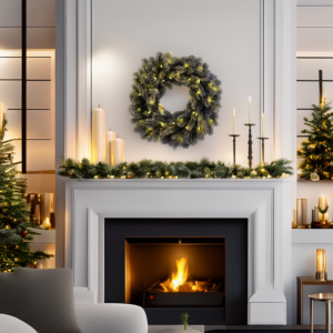 Corona LFA Prelit PE Floc. ø40cm 50 LED 3AA - Lotti - immagine 6