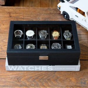Custodia per 10 Orologi Jean in Ecopelle nera - Maison Scarlett