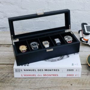 Custodia per 5 Orologi Jean in Ecopelle nera - Maison Scarlett