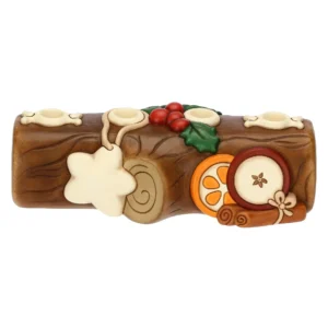 Portacandele natalizio tronchetto in ceramica - Thun - immagine 1