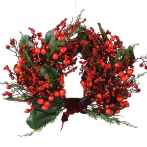 Corona Pino con Bacche rosse d.40 cm - Kaemingk