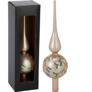 Puntale in Vetro rosa con Vischio H.30 cm - Koopman