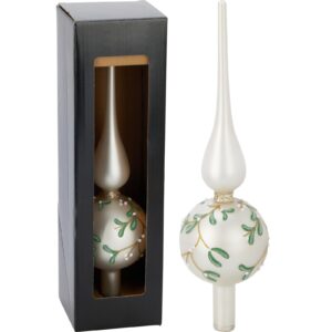 Puntale in Vetro bianco con Vischio H.30 cm - Koopman