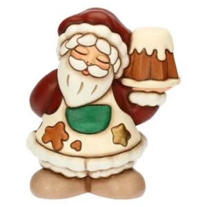 Babbo Natale con pandoro in ceramica, medio - Thun