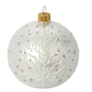 Sfera in Vetro bianco con Abeti in 3 modelli Ø8 cm - Koopman - immagine 3