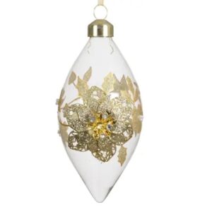 Sfera in Vetro trasparente decori oro Ø8 cm in 2 versioni - Kaemingk - immagine 3