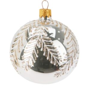 Sfera in Vetro Ramo Pino in 2 versioni  Ø8 cm - Koopman - immagine 3