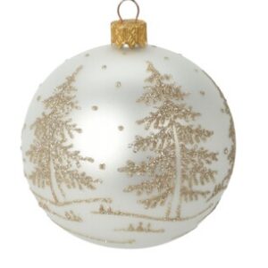 Sfera in Vetro bianco con Abeti in 3 modelli Ø8 cm - Koopman - immagine 4