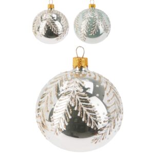 Sfera in Vetro Ramo Pino in 2 versioni  Ø8 cm - Koopman