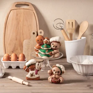 Coppia Teddy e omino di pan di zenzero Pepi in ceramica - Thun - immagine 6