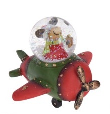 Sfera di Neve Aeroplano rosso 10x4 cm - Koopman