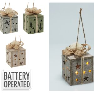 Addobbo Pacco Regalo con LED 8 cm in 3 colori - Koopman